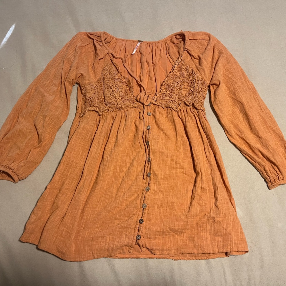 Free People Orange Blouse
